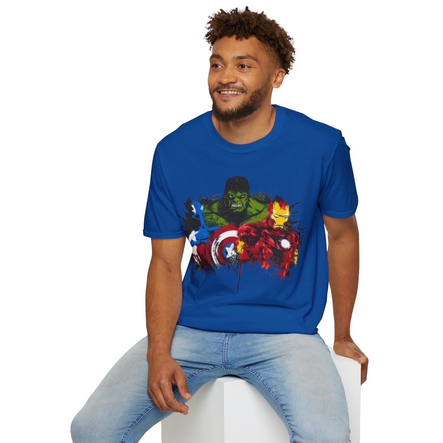 Superhero Graphic T-Shirt, Unisex Softstyle Tee, Perfect Gift for Comic Fans, Birthday, Casual Wear, Gifts for Him/Her
