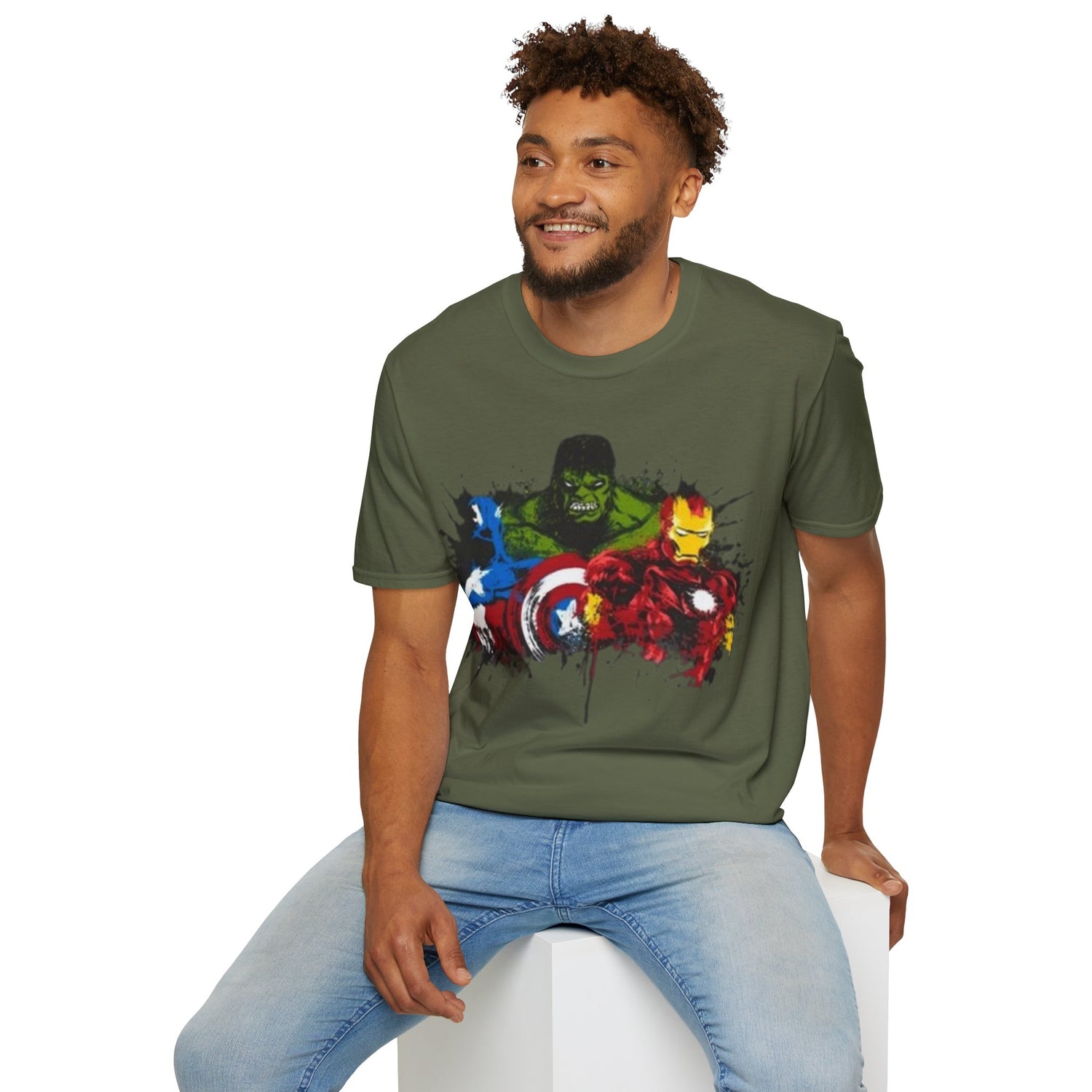 Superhero Graphic T-Shirt, Unisex Softstyle Tee, Perfect Gift for Comic Fans, Birthday, Casual Wear, Gifts for Him/Her