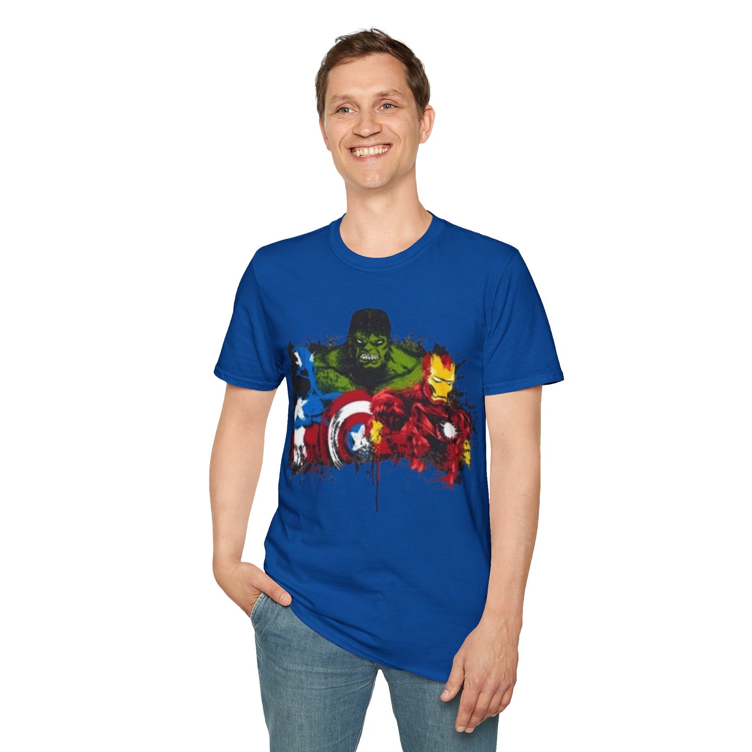Superhero Graphic T-Shirt, Unisex Softstyle Tee, Perfect Gift for Comic Fans, Birthday, Casual Wear, Gifts for Him/Her