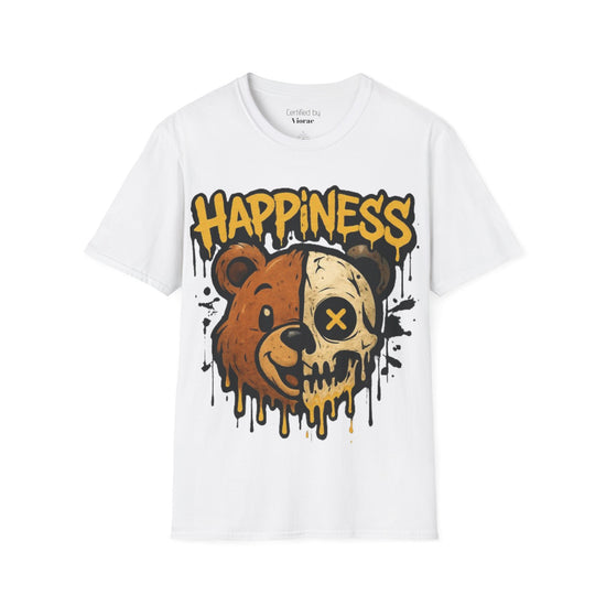 Happiness Skull Bear T-Shirt | Unisex Casual Tee | Perfect Gift for Friends, Graphic Shirt for Occasions