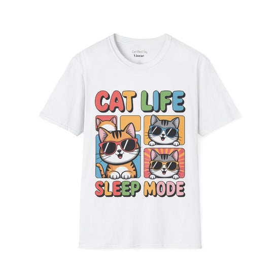 Cat Life Sleep Mode Unisex Softstyle T-Shirt, Cute Cat Tee, Gifts for Cat Lovers, Casual Wear, Fun Animal Shirt