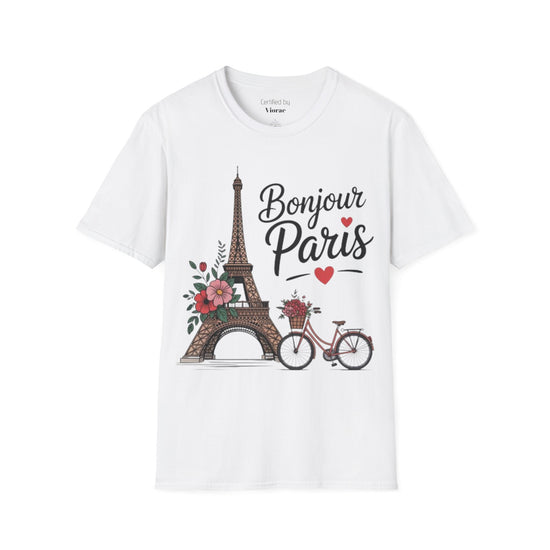 Bonjour Paris Graphic T-Shirt, Cute Travel Tee, Parisian Style Shirt, Gift for Her, Summer Outfit